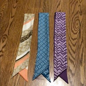3 Coach silk skinny scarves